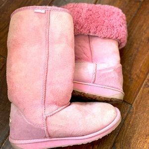 Real Leather and Sheepskin Fur Pink Boots. EMU